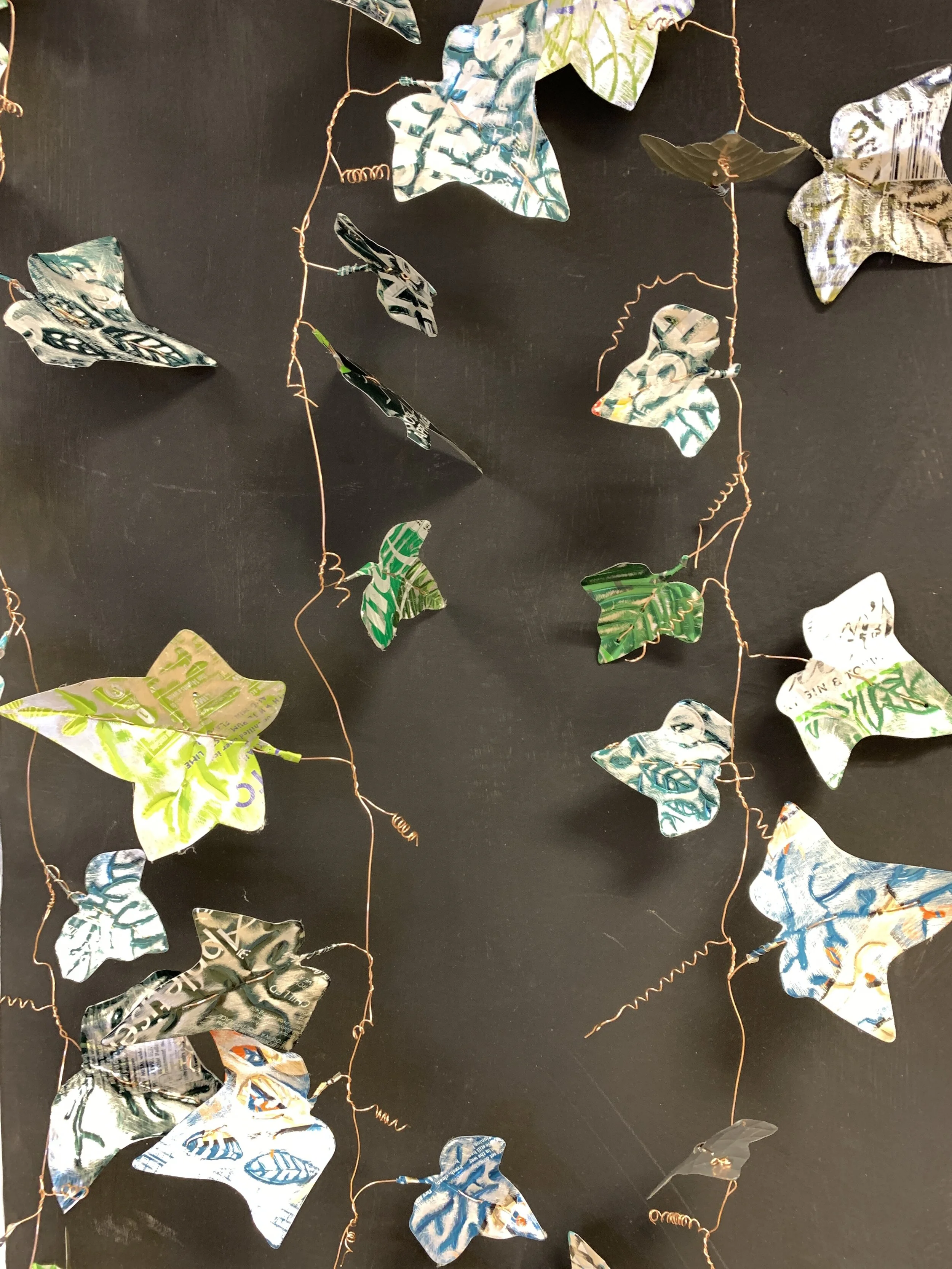 Delicate drink can ivy leaf garland swag from  the soda-can garland making kit by proteanart