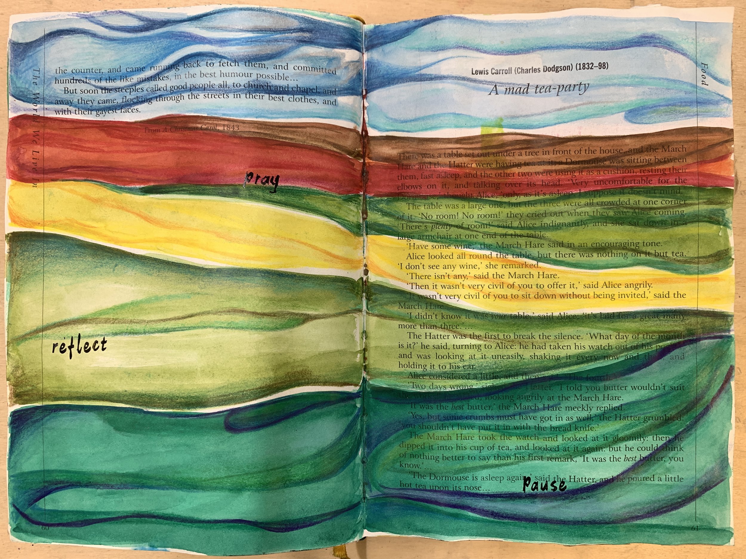 Double page of sketchbook study landscape view decorative painting drawing art class ProteanArt stafford