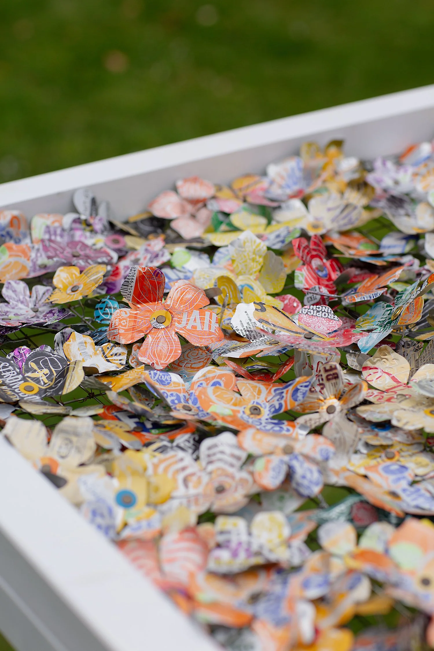 Detail Flower square installation at National Trust Shugborough estate, Stafford