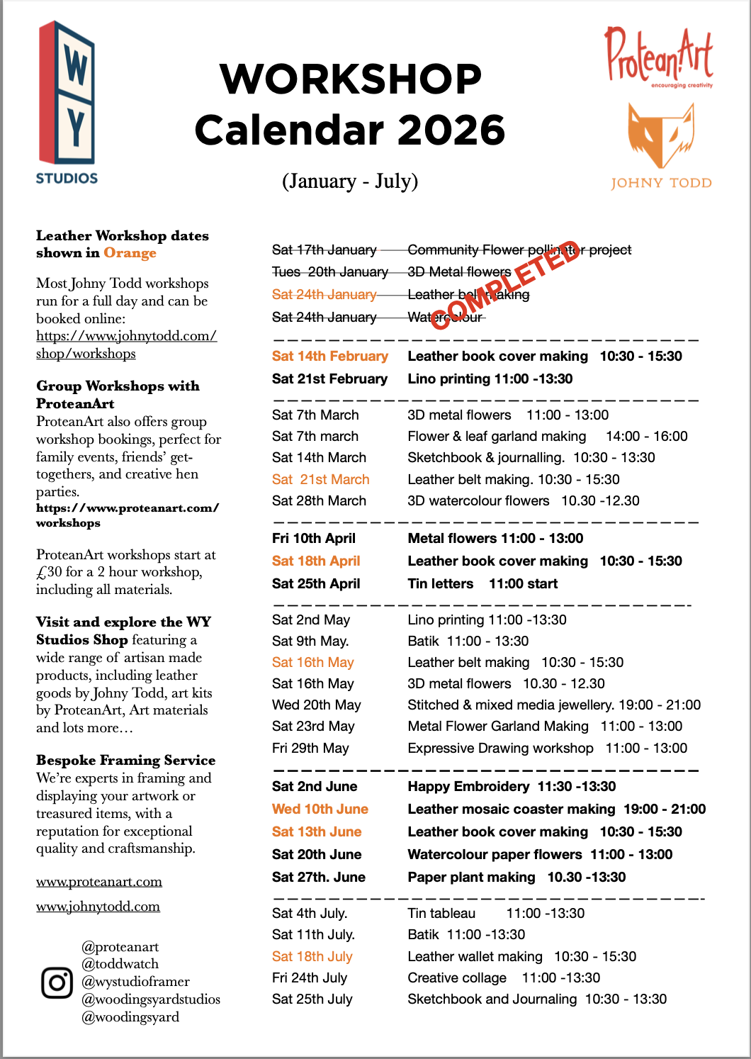 workshops in stafford 