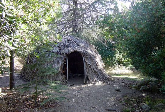 A reproduction of a Tongva hut exhibited at the Franklin Canyon outdoor teaching facility.