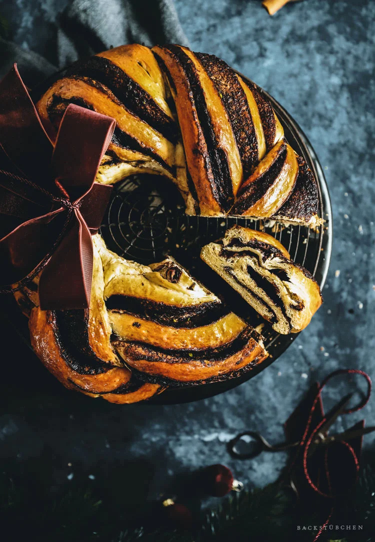 Brioche angeschnitten von Oben