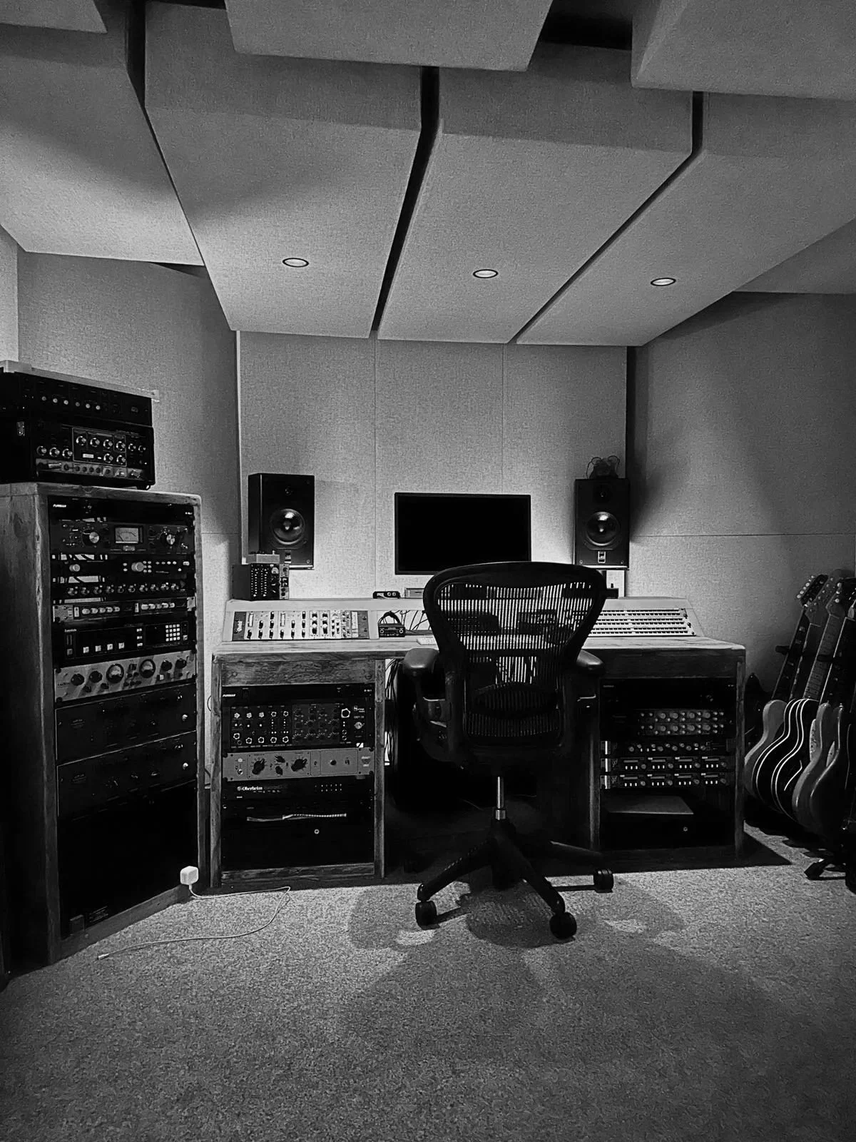Music recording studio at Hornsey BSMNT in North London