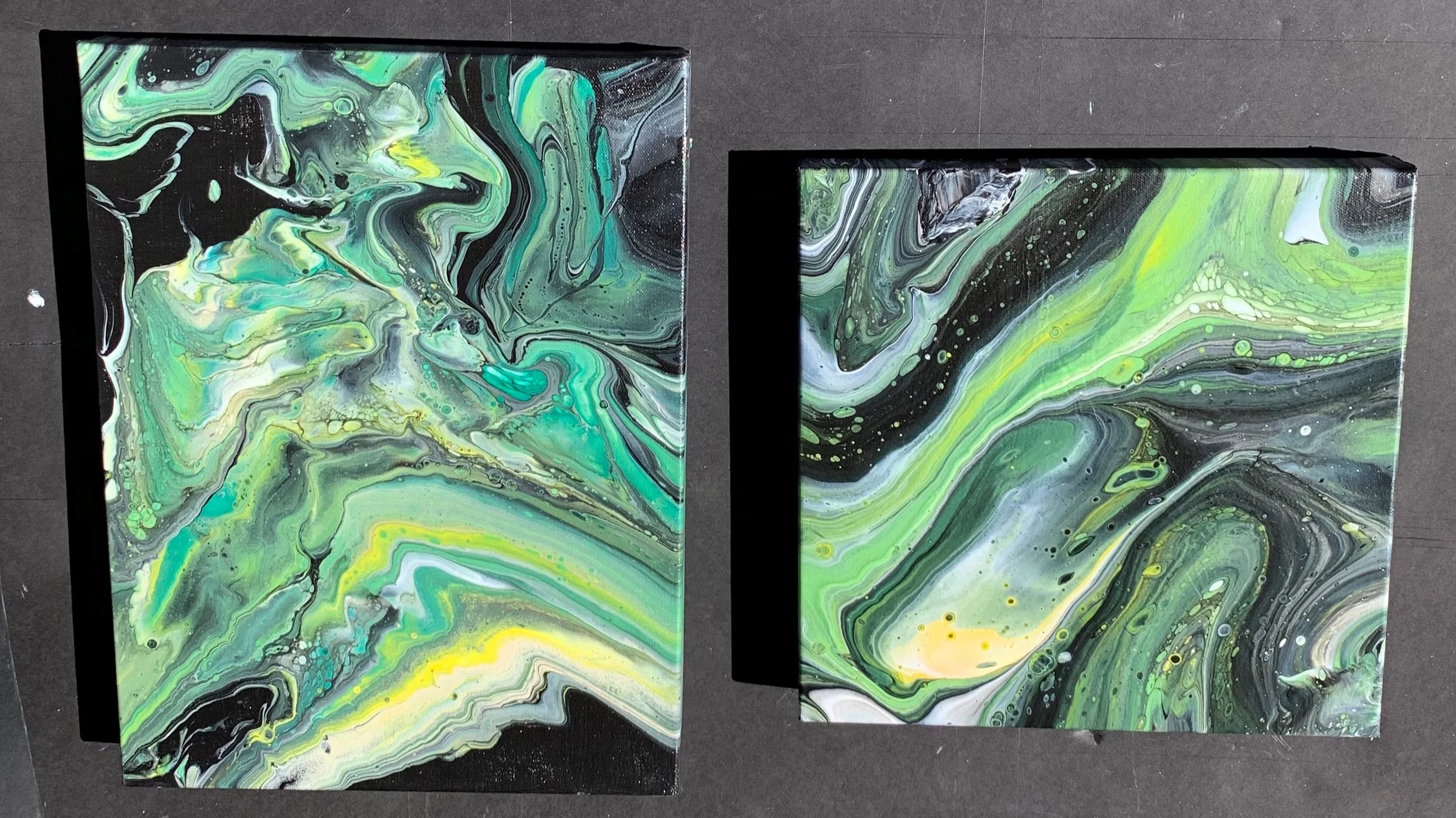 Greens with Black I 12x14