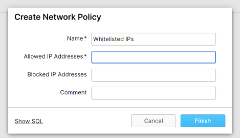 Screenshot of Create Network Policy window