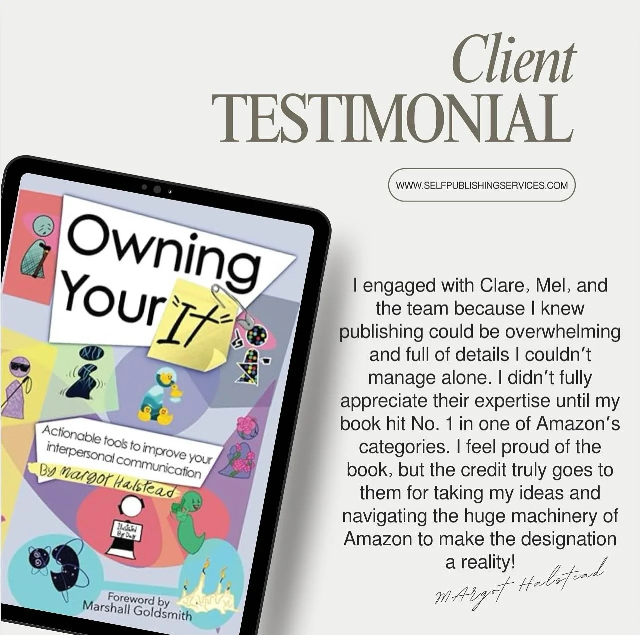 Offering another big congratulations to SPS client Margot Halstead for her No. 1 New Release, Owning Your It. We are happy to have helped you reach your goals.
.
.
.
#selfpublishingservices #sps #writingabook #authors #marketing #editing #publishing 