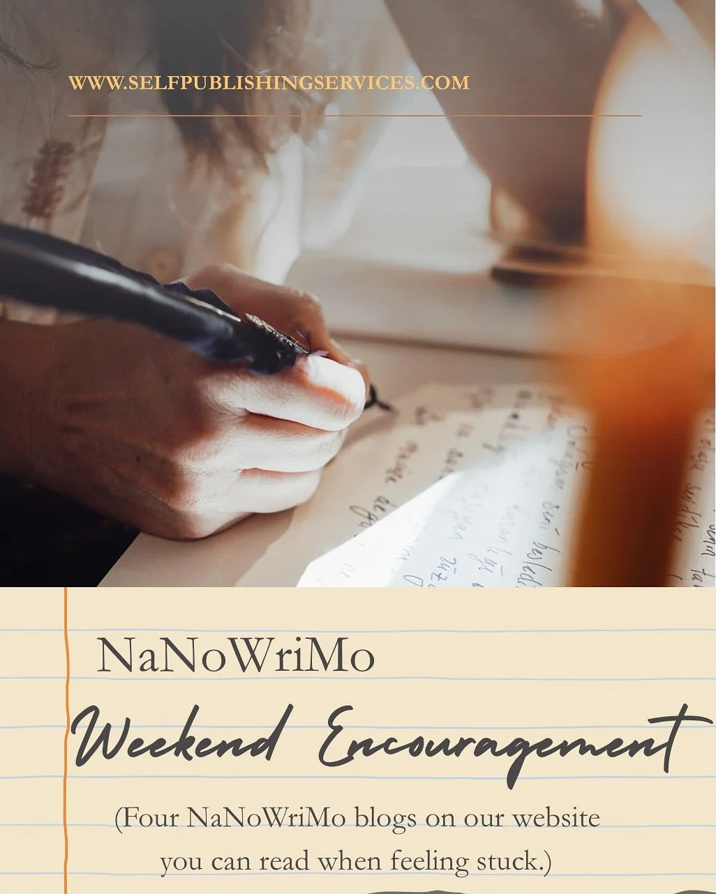 Grab your coffee and find your favorite notebook because this weekend is all about writing. Here are four blogs from our website that may help you stay on track and build momentum in your story. Let the words flow and remember that every sentence get