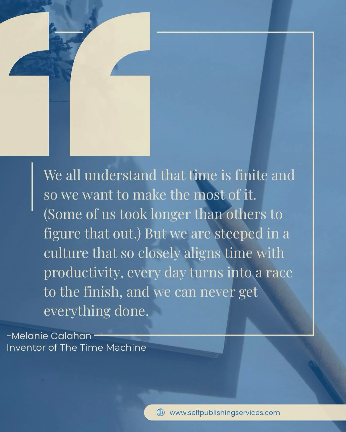 Words from the wise. Time is finite, but we are not machines and productivity isn&rsquo;t the measure of a life. Slowing down counts, too.
.
.
.
#SPS #selfpublishingservices #burnoutculture #unlearningproductivity #writertips