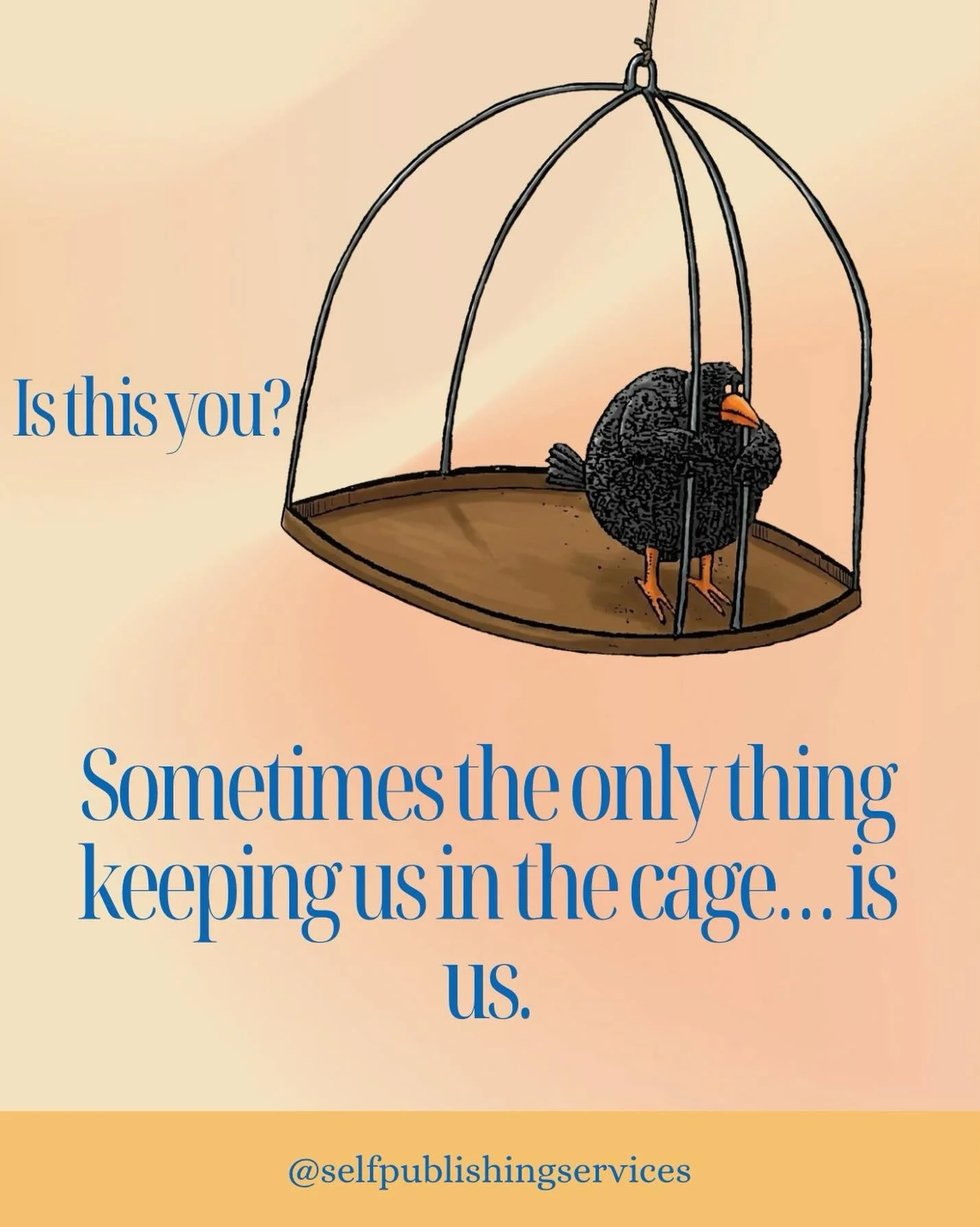 Sometimes the door is wide open, but you&rsquo;re still afraid to fly. If you find you are holding yourself back, remember that the lock was imaginary and the bars were only made of doubt.
.
.
.
#SPS #selfpublishingservices #writertips #authorsofinst