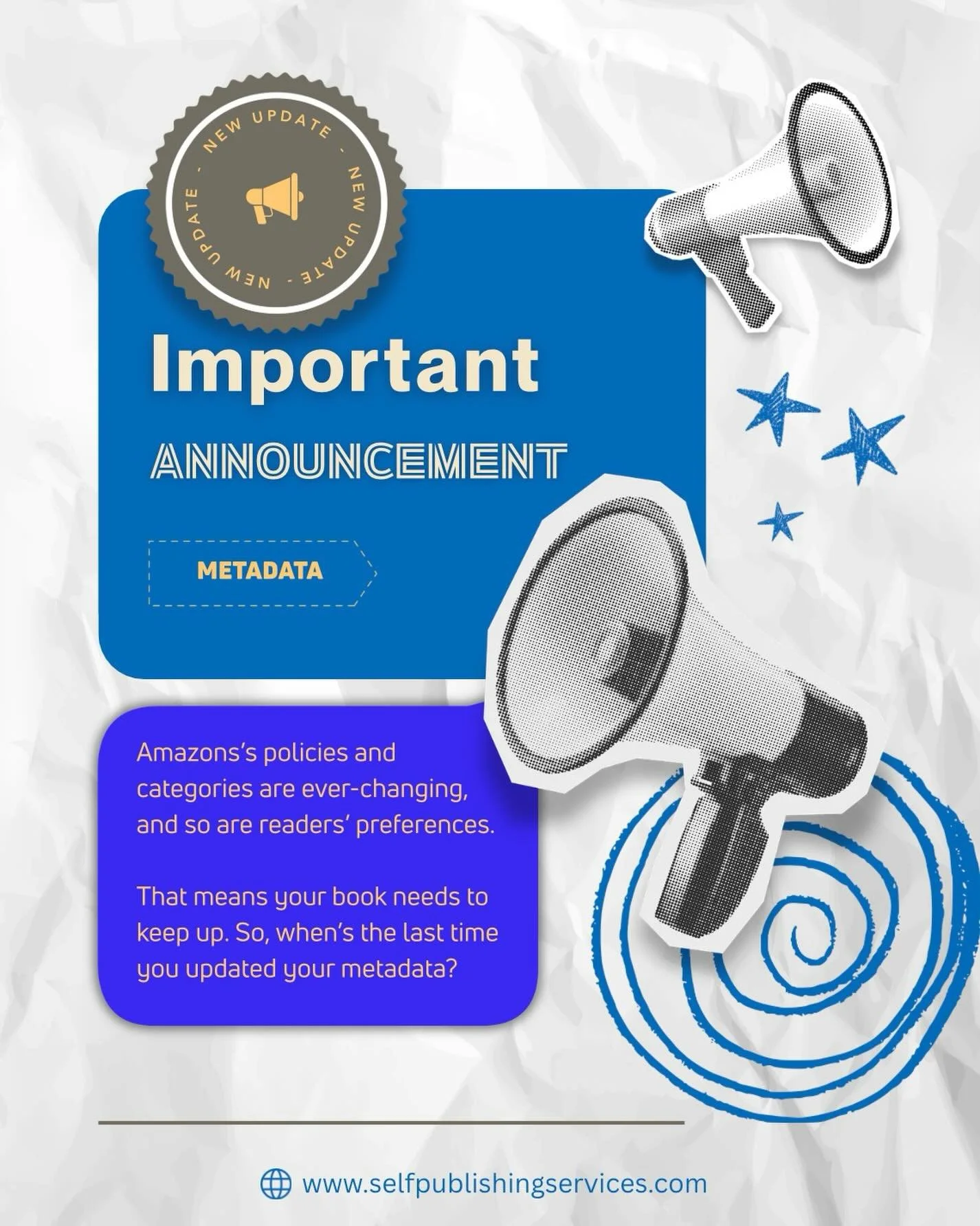 If your metadata hasn&rsquo;t been updated lately, readers searching for a book like yours might not be able to find it. 👀📚 Fresh metadata = better discoverability. Click the link below or in the bio to check out our full suite of Metadata Creation