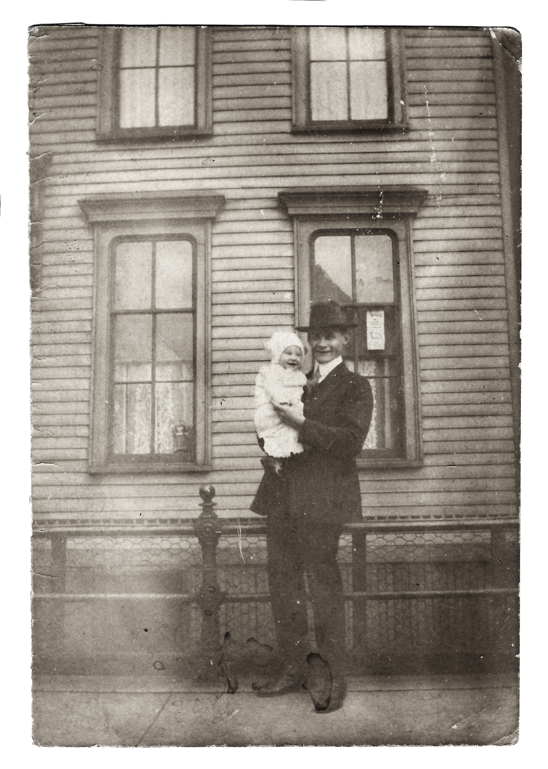 Dad and Herb, 1918, in front of 1703 Burling Street