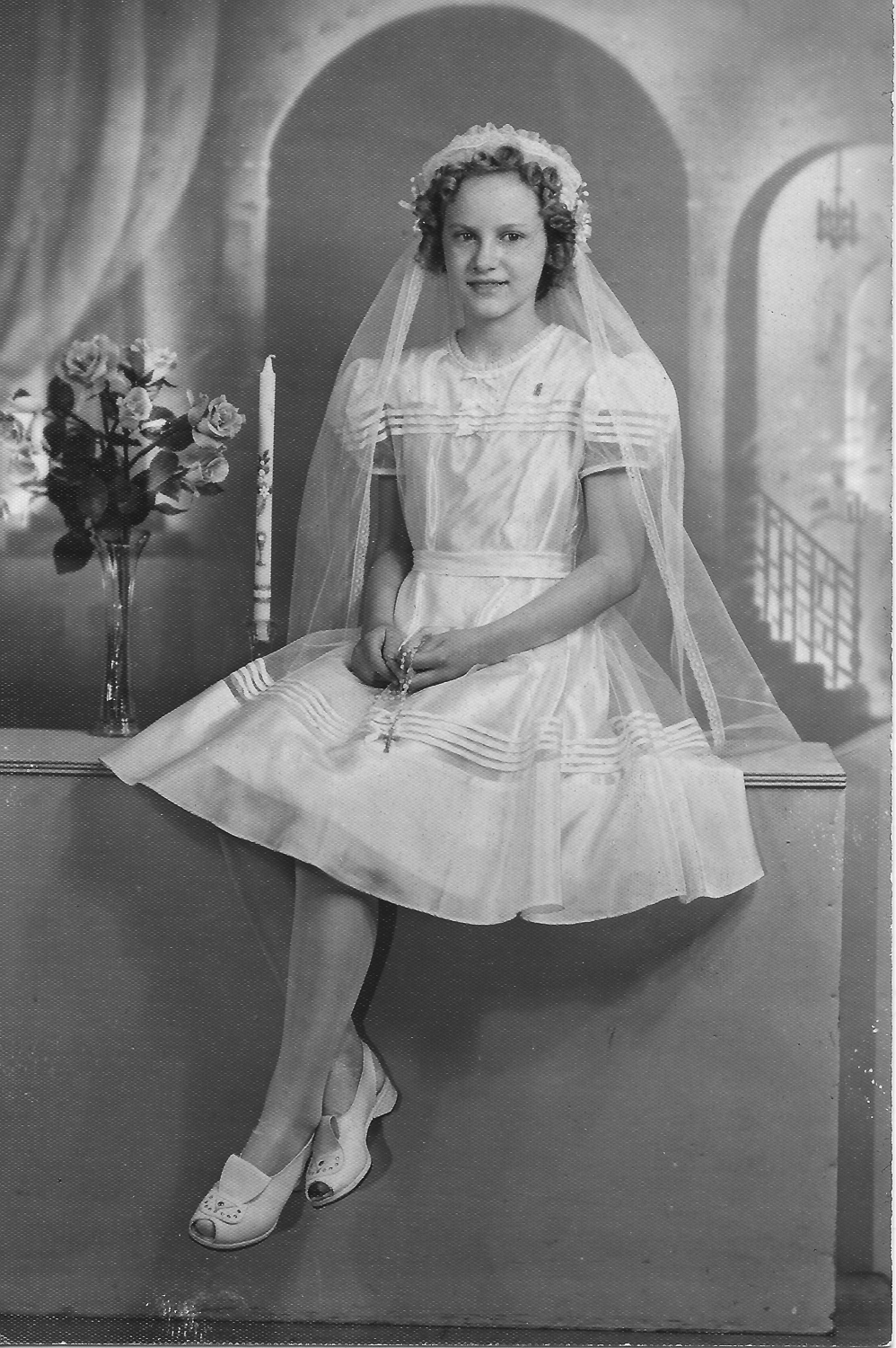 Bernice, twelve years old, on Communion Day, 1942