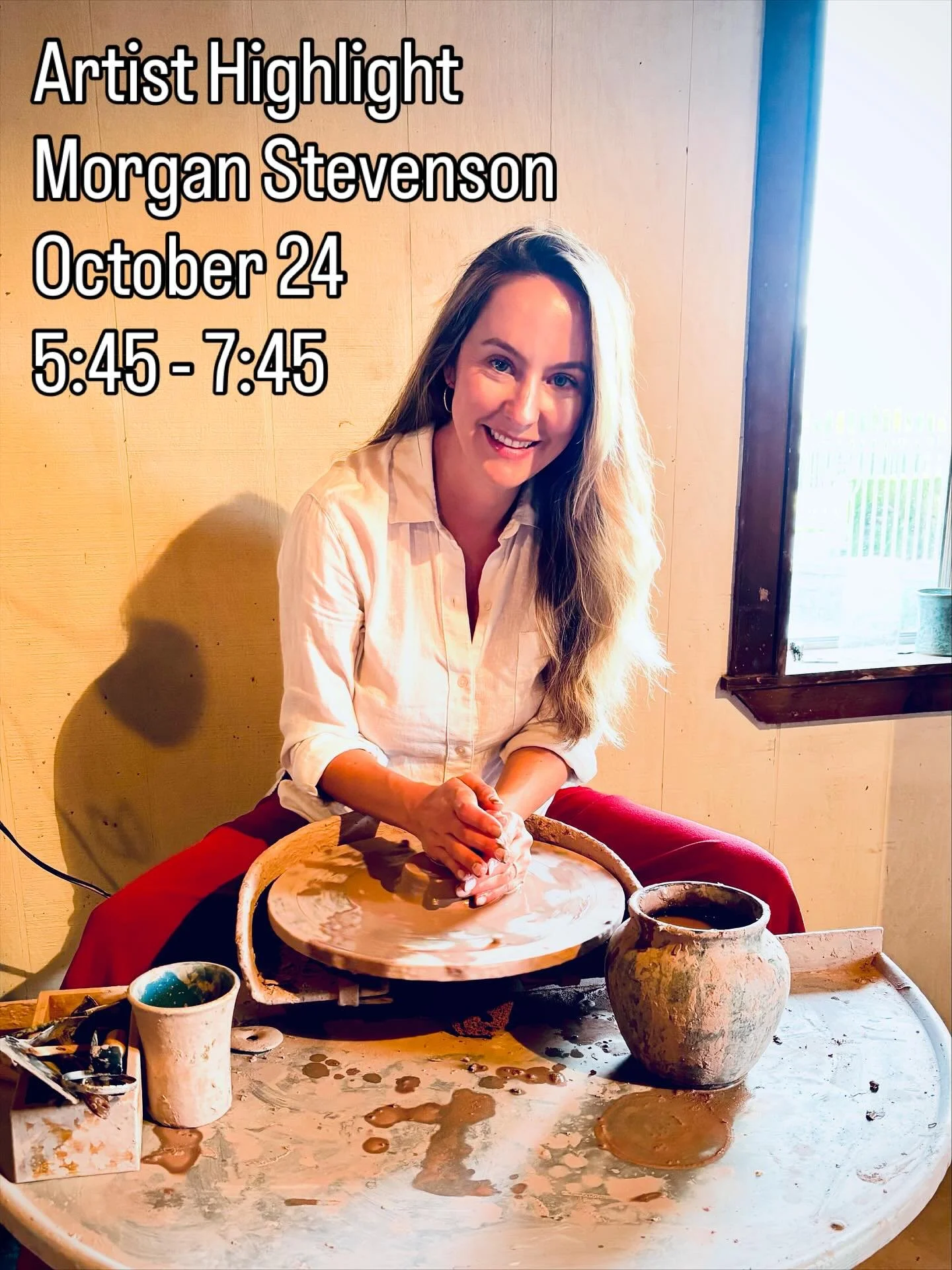 ๐จ Artist Highlight: Morgan Stevenson
Join us on Friday, October 24 from 5:45–7:45 PM for a relaxed evening celebrating Morgan’s beautiful ceramics — work that perfectly reflects the natural charm and warmth of the Santa Ynez Valley