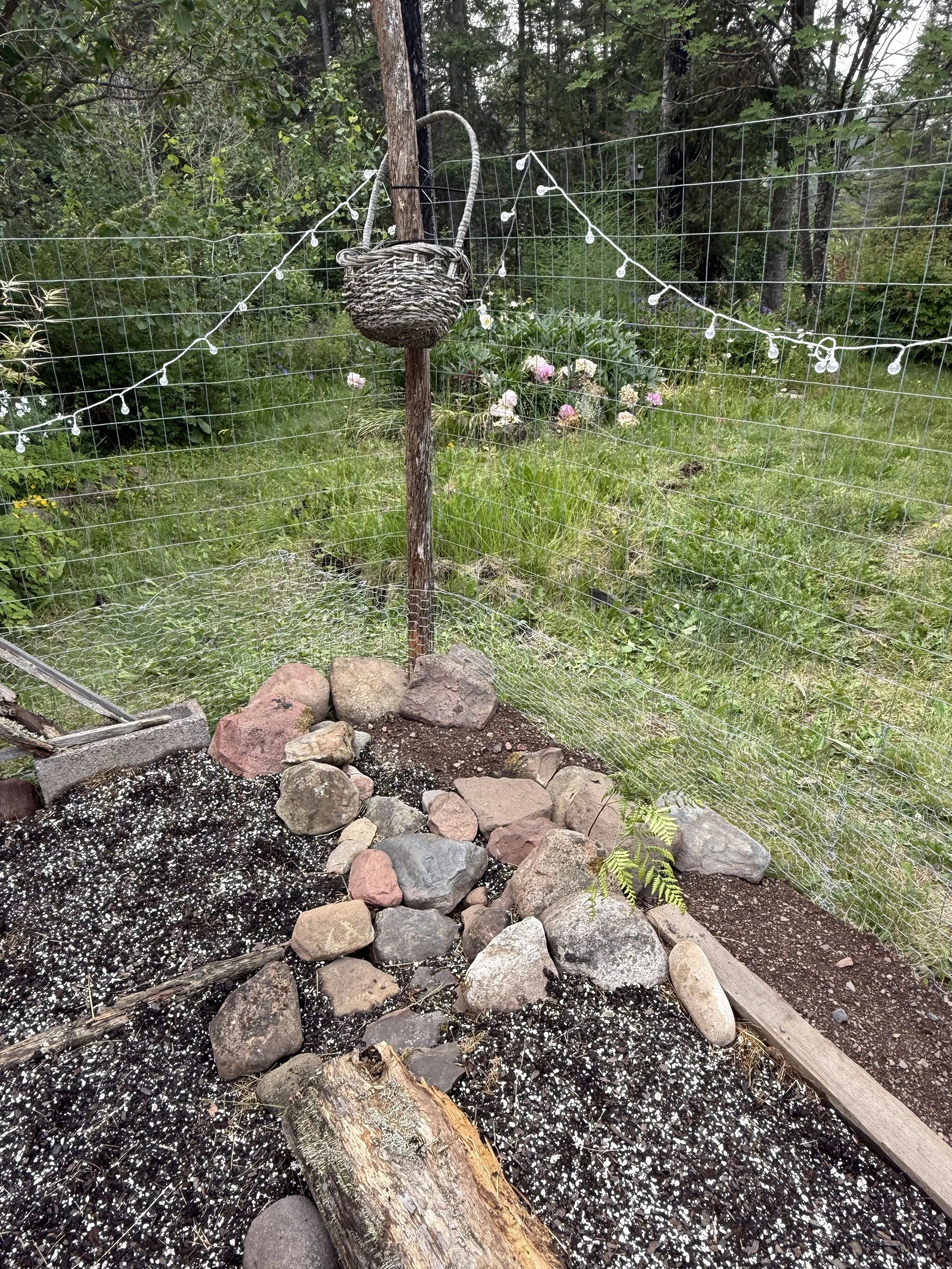 adding rocks to the garden