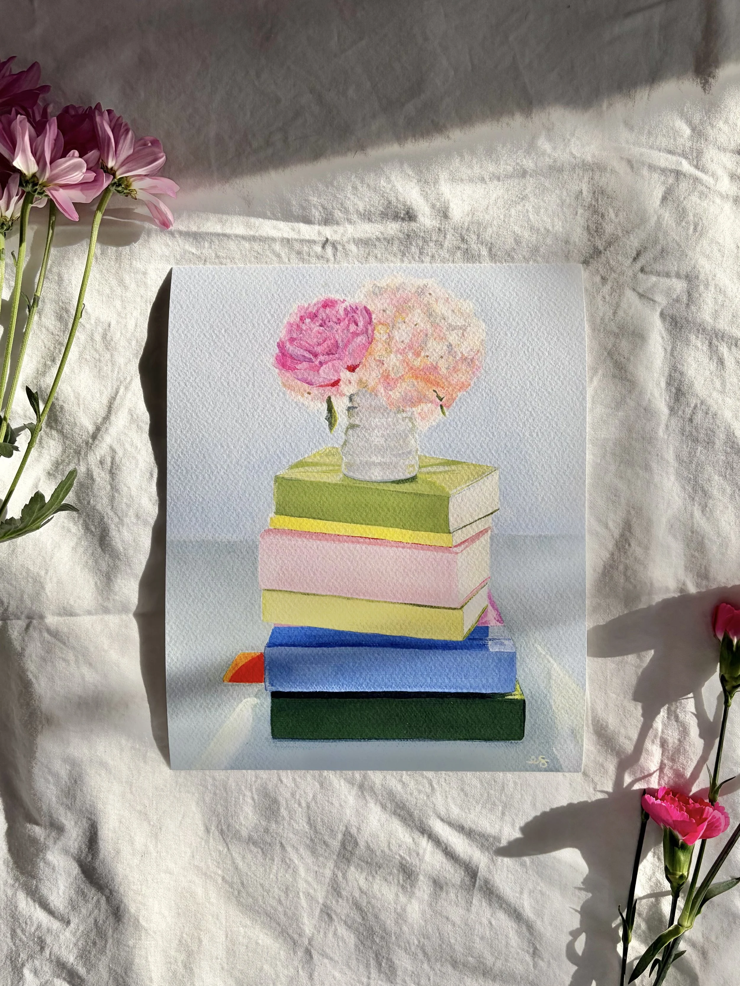 Books and Blooms Fine Art Print