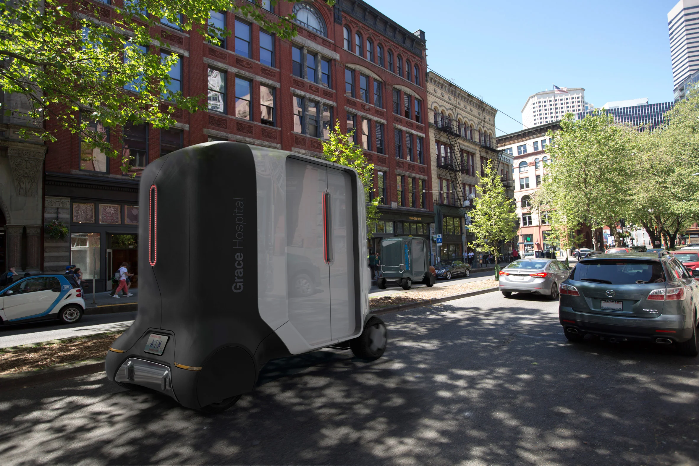 AIM is a self-driving clinic that uses AI to diagnose patients images courtesy of artefact.