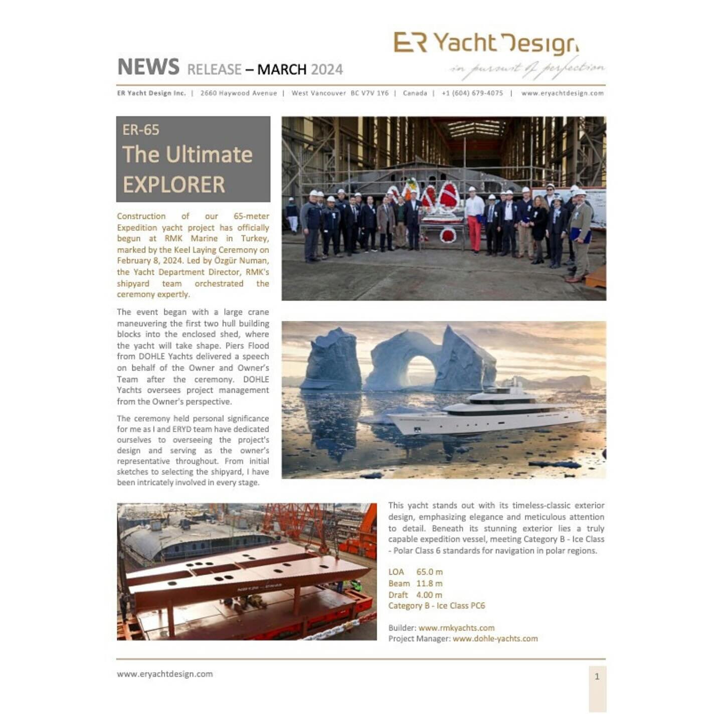 ER Yacht Design NEWS release - March 2024!