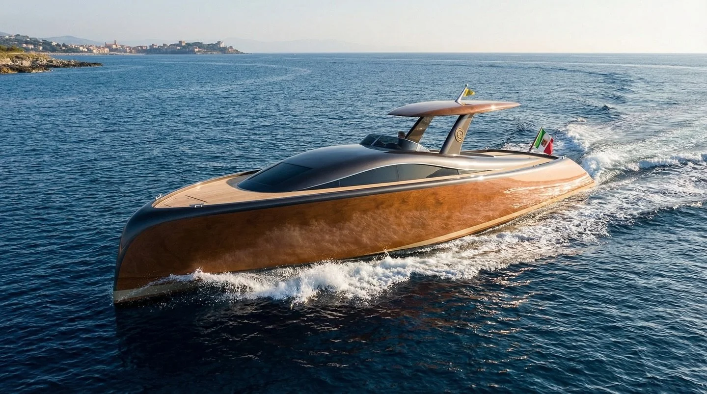 ALACREM | 50 ft Day Express Cruiser

Hand-sculpted lines. Refined comfort. Purposeful practicality. A striking weekender created for fashionable owners who value presence, balance, and unforgettable days on the water. Warm Californian briar-root wood