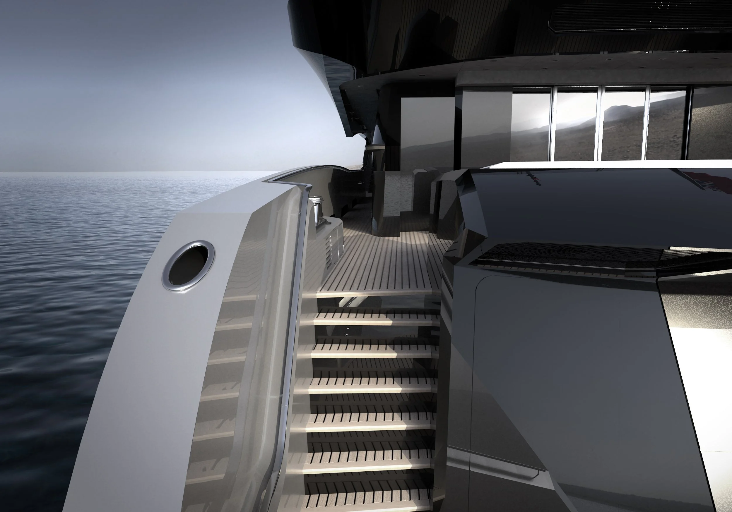 GOTHAM 46 m Sports Superyacht stairs detail