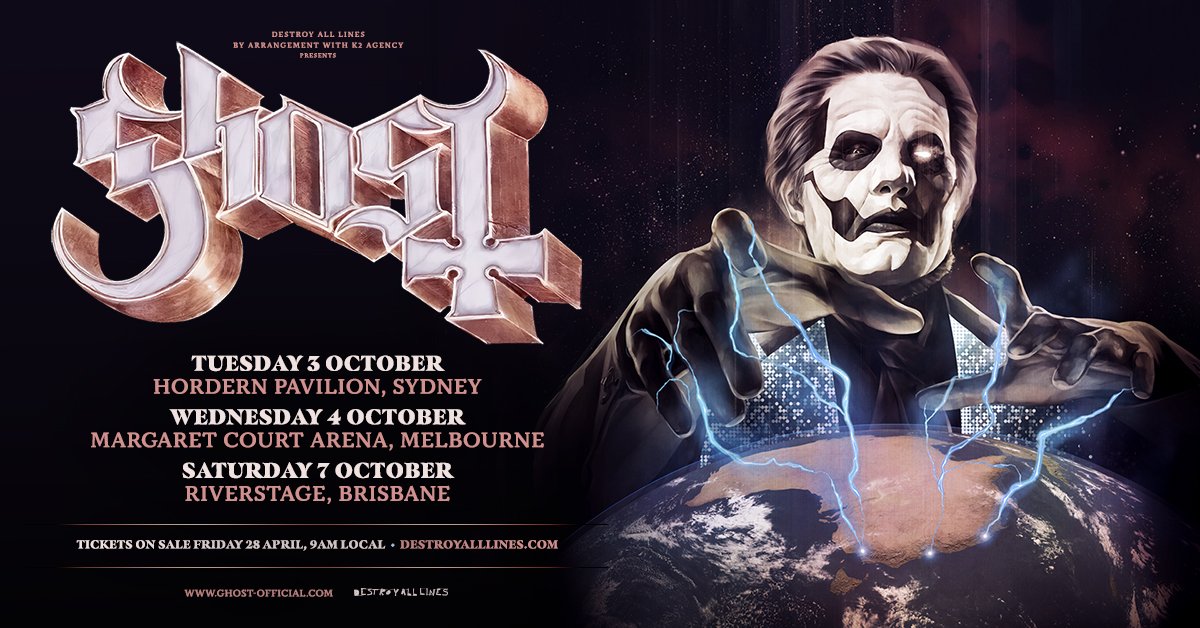 Ghost Australian Headline Tour Starts Tonight With Special Guests Southeast Desert Metal