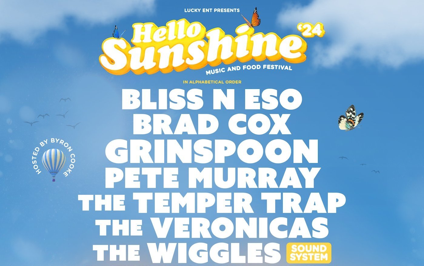 HELLO SUNSHINE SET TO SIZZLE IN 2024 WITH PERFORMANCES FROM GRINSPOON, THE WIGGLES, THE VERONICAS, THE TEMPER TRAP, PETE MURRAY, BLISS N ESO, BRAD COX & MORE
