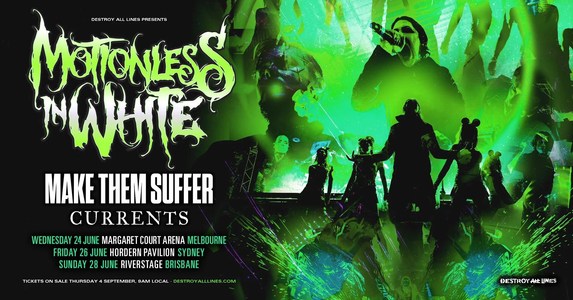Motionless In White Australian Headline Tour 2026 With Make Them Suffer + Currents