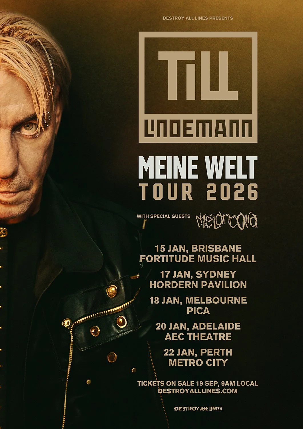Till Lindemann Announces Australian Headline Tour 2026 With Special Guest Mélancolia