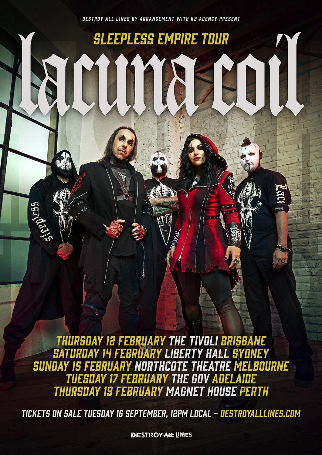 Lacuna Coil Sleepless Empire Australian Tour 2026