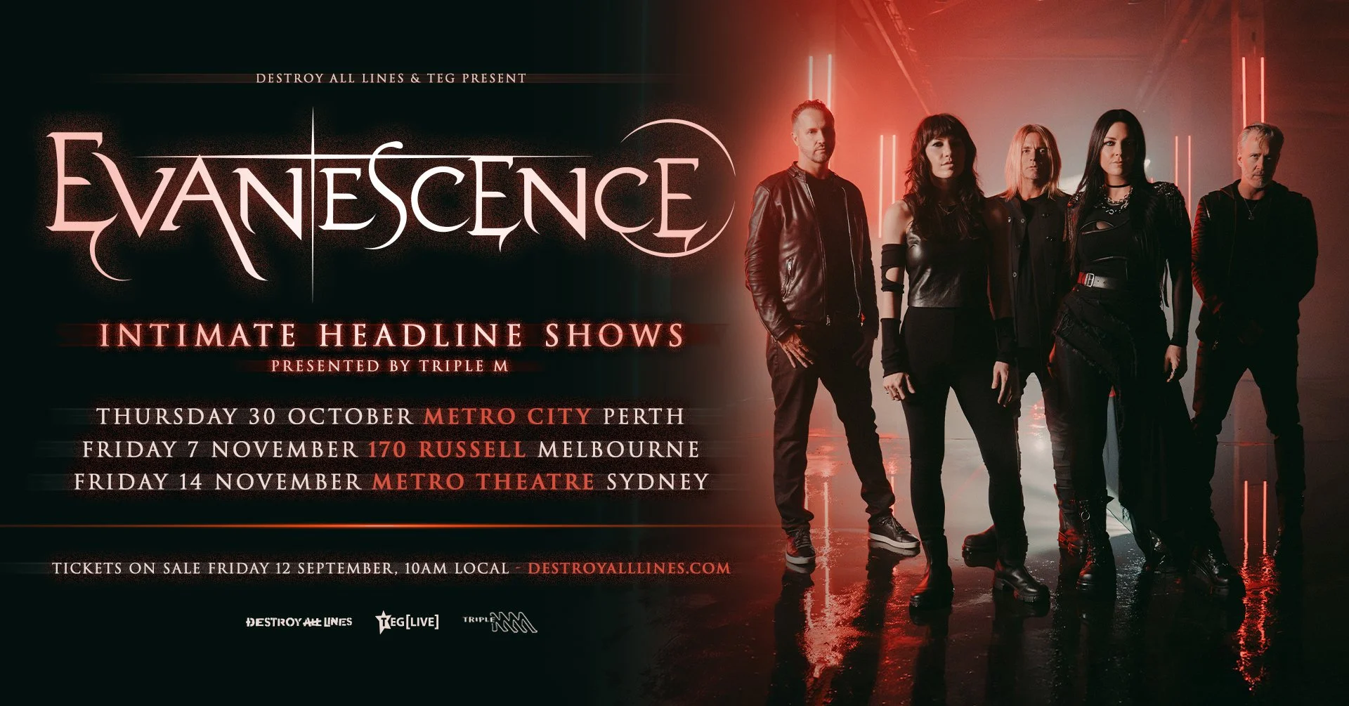  Evanescence Announce Three Intimate Headline Shows