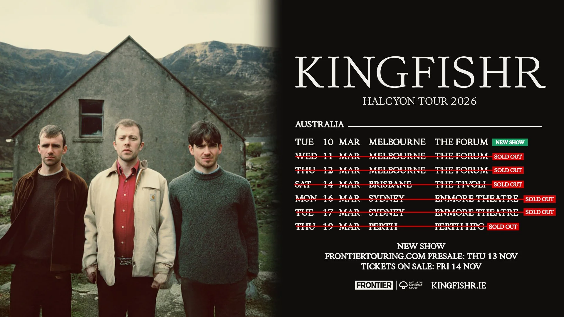 KINGFISHR (IRELAND): 3RD &amp; FINAL SHOW ADDED IN MELBOURNE DUE TO EXTRAORDINARY DEMAND!