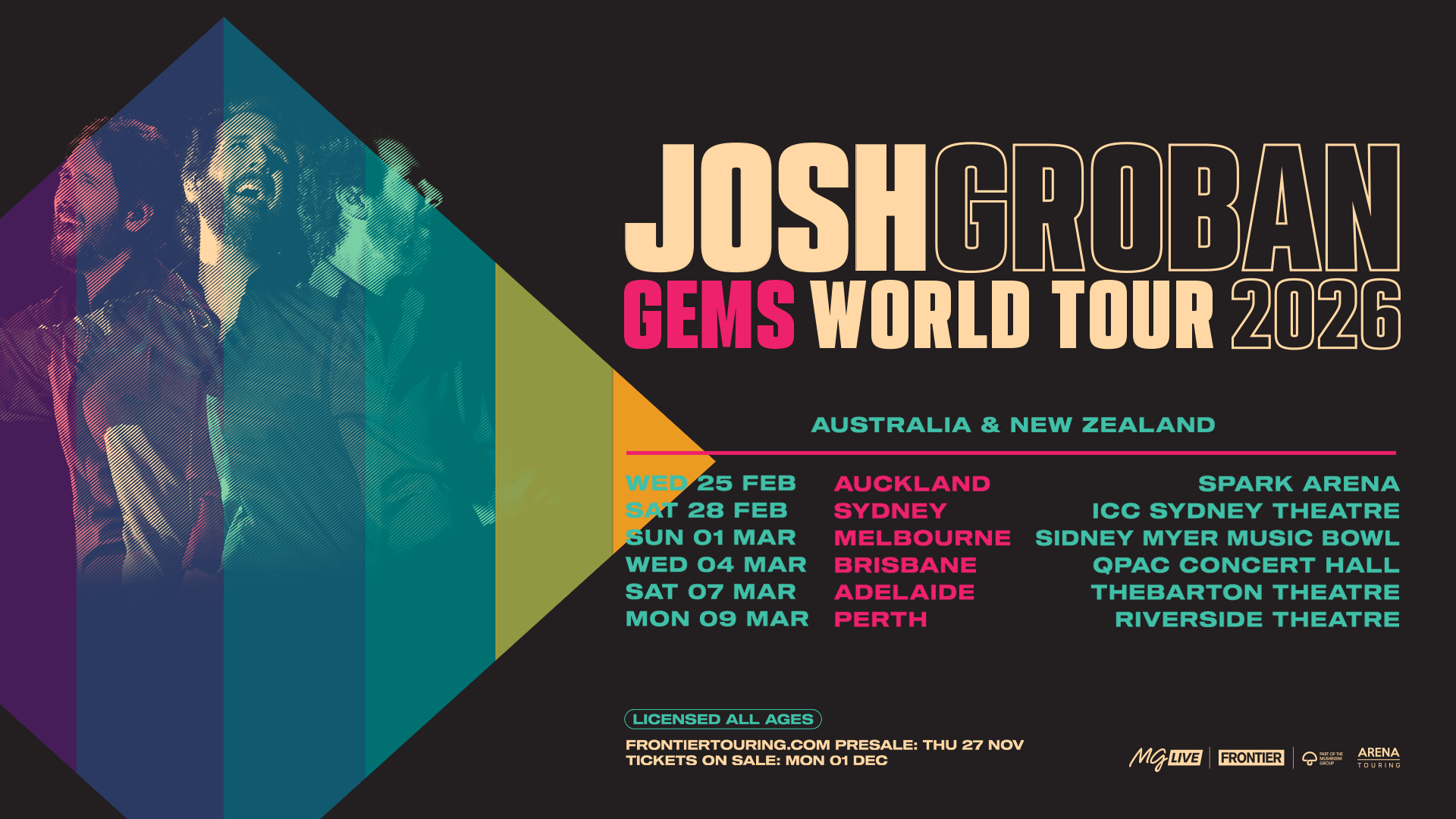 Josh Groban: GEMS World Tour - global multi-platinum-selling great returns to Australia &amp; New Zealand in February/March 2026