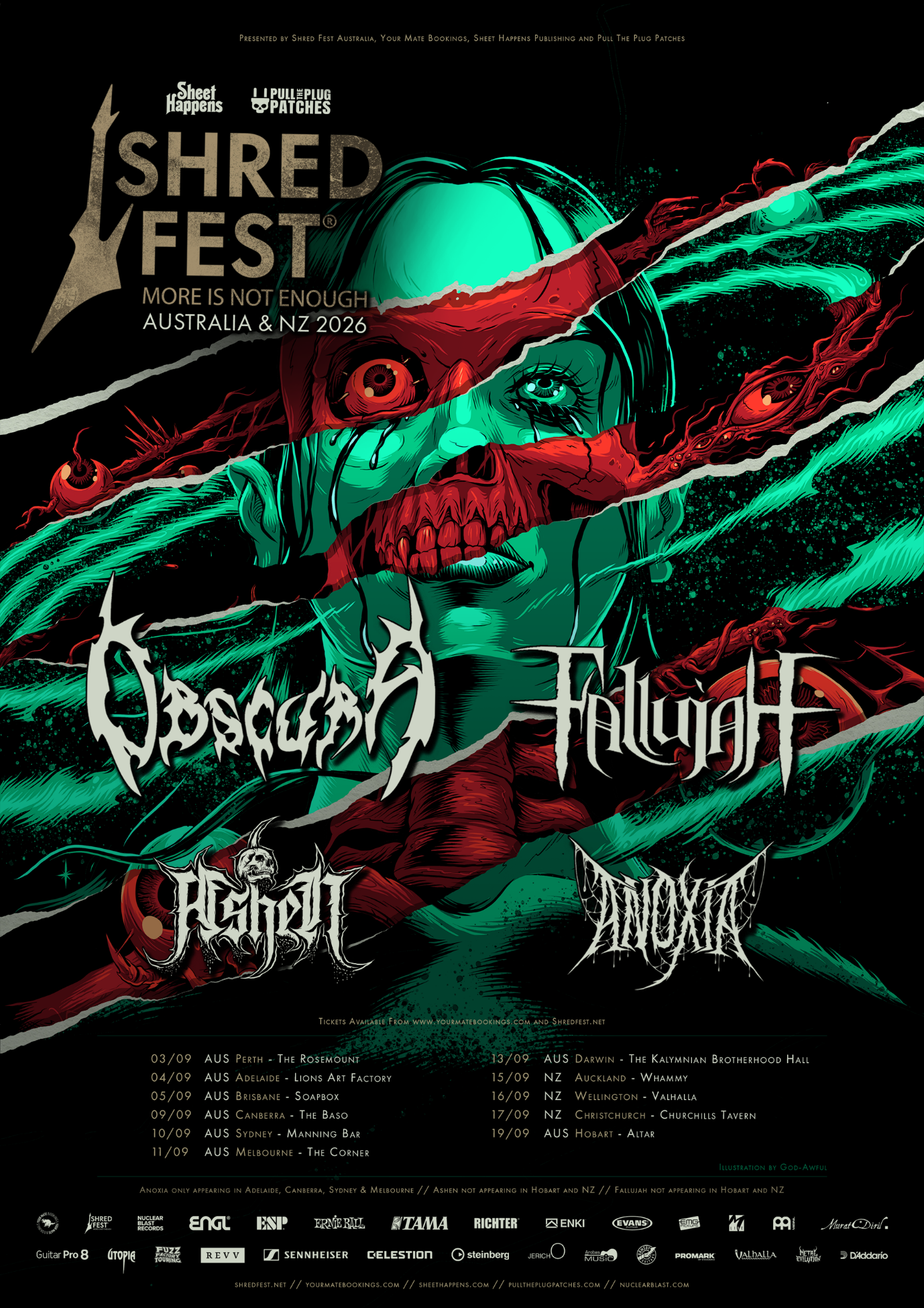 OBSCURA and FALLUJAH To Headline SHRED FEST Australia and New Zealand 2026