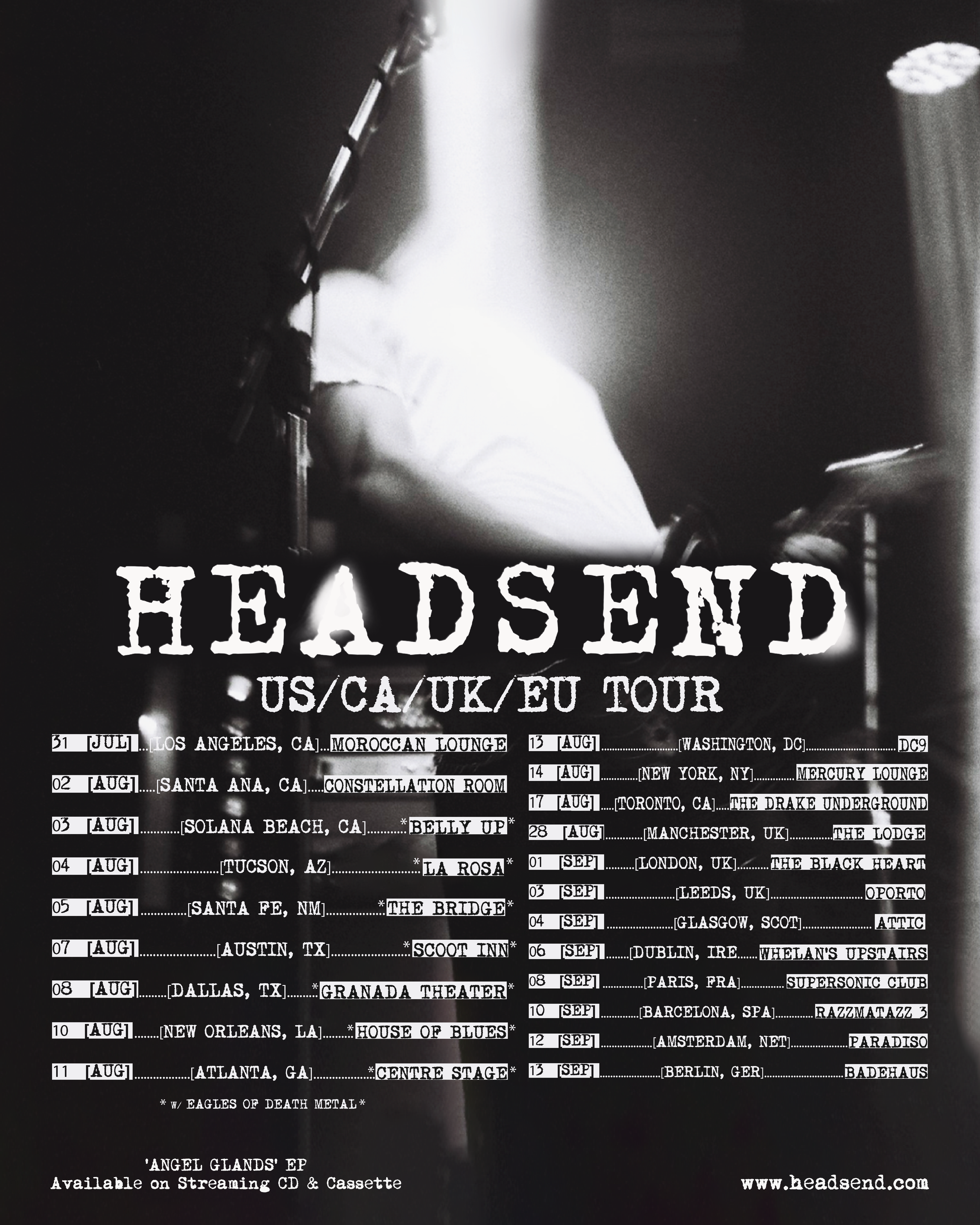 HEADSEND Announce Debut US/CA/UK/EU Headline Shows