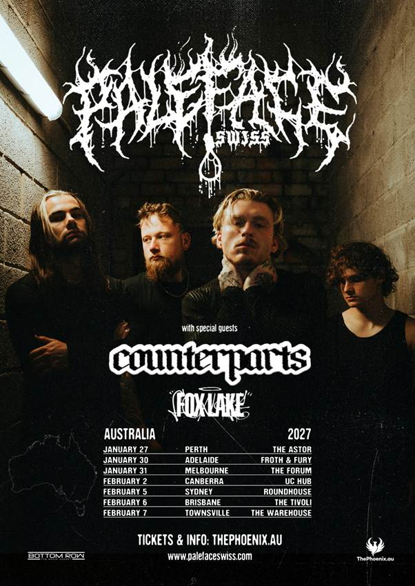 PALEFACE SWISS, COUNTERPARTS &amp; FOX LAKE Announce January + February 2027 Australian Tour