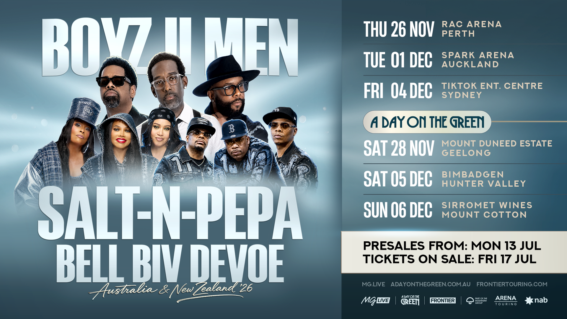 BOYZ II MEN announce Australian &amp; New Zealand tour with very special guests Salt-N-Pepa &amp; Bel Biv DeVoe for November &amp; December 2026
