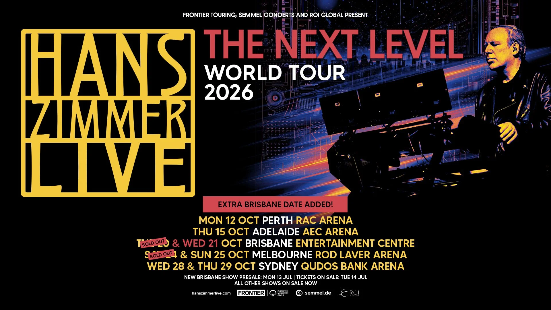 HANS ZIMMER LIVE – THE NEXT LEVEL WORLD TOUR 2026 } 2nd &amp; Final Brisbane show added