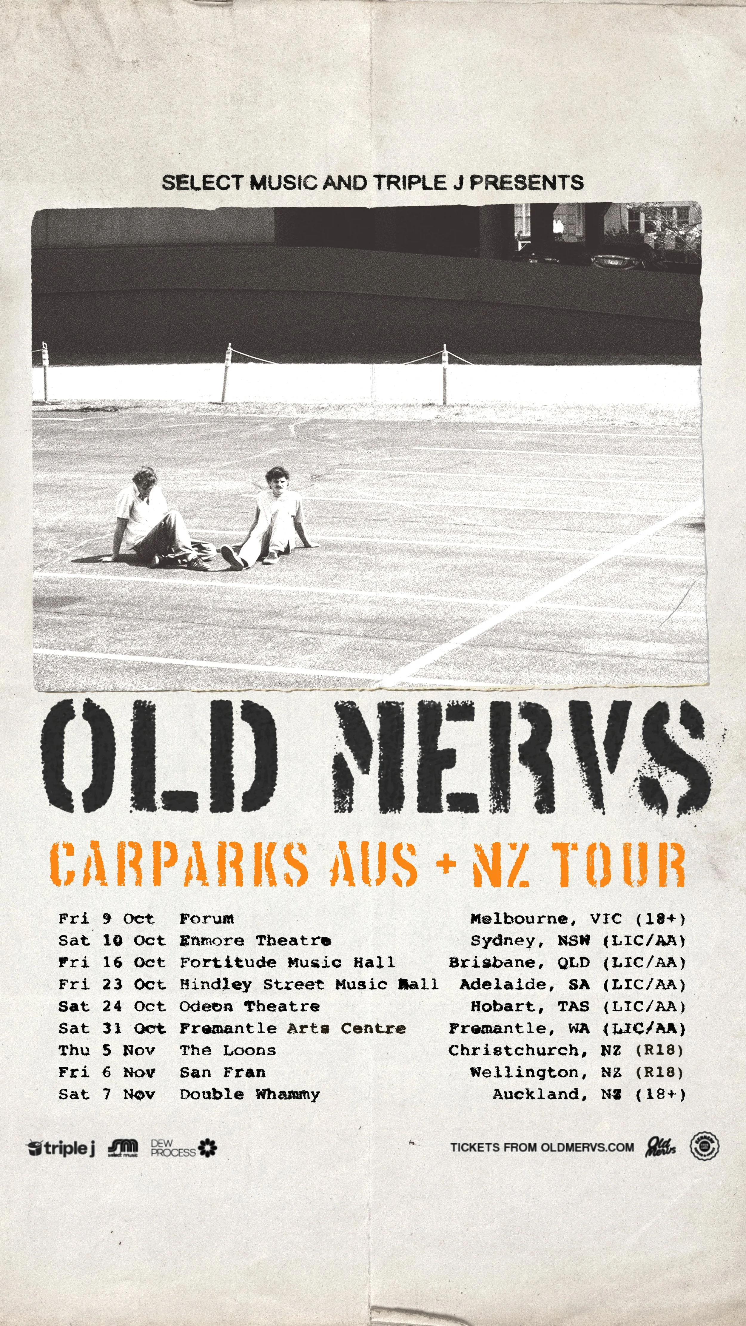 Old Mervs announce Carparks Australian and New Zealand Tour
