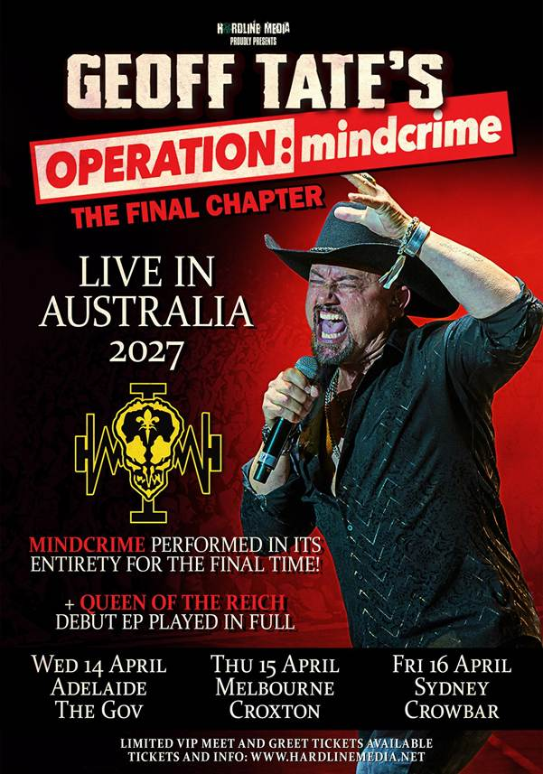 GEOFF TATE Announces OPERATION MINDCRIME ''The Final Chapter'' Australian Tour