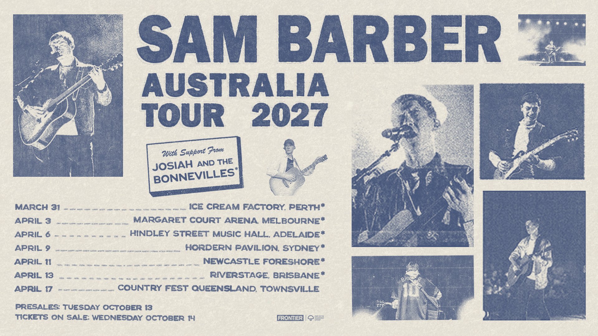 SAM BARBER (USA): Announces extensive Australian headline tour for March &amp; April 2027