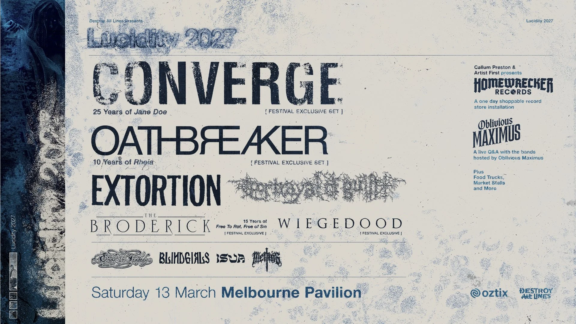 Festival Announcement | Lucidity 2027 Feat. Converge, Oathbreaker, Extortion, Portrayal Of Guilt, The Broderick, Wiegedood, Ends In Tragedy &amp; More