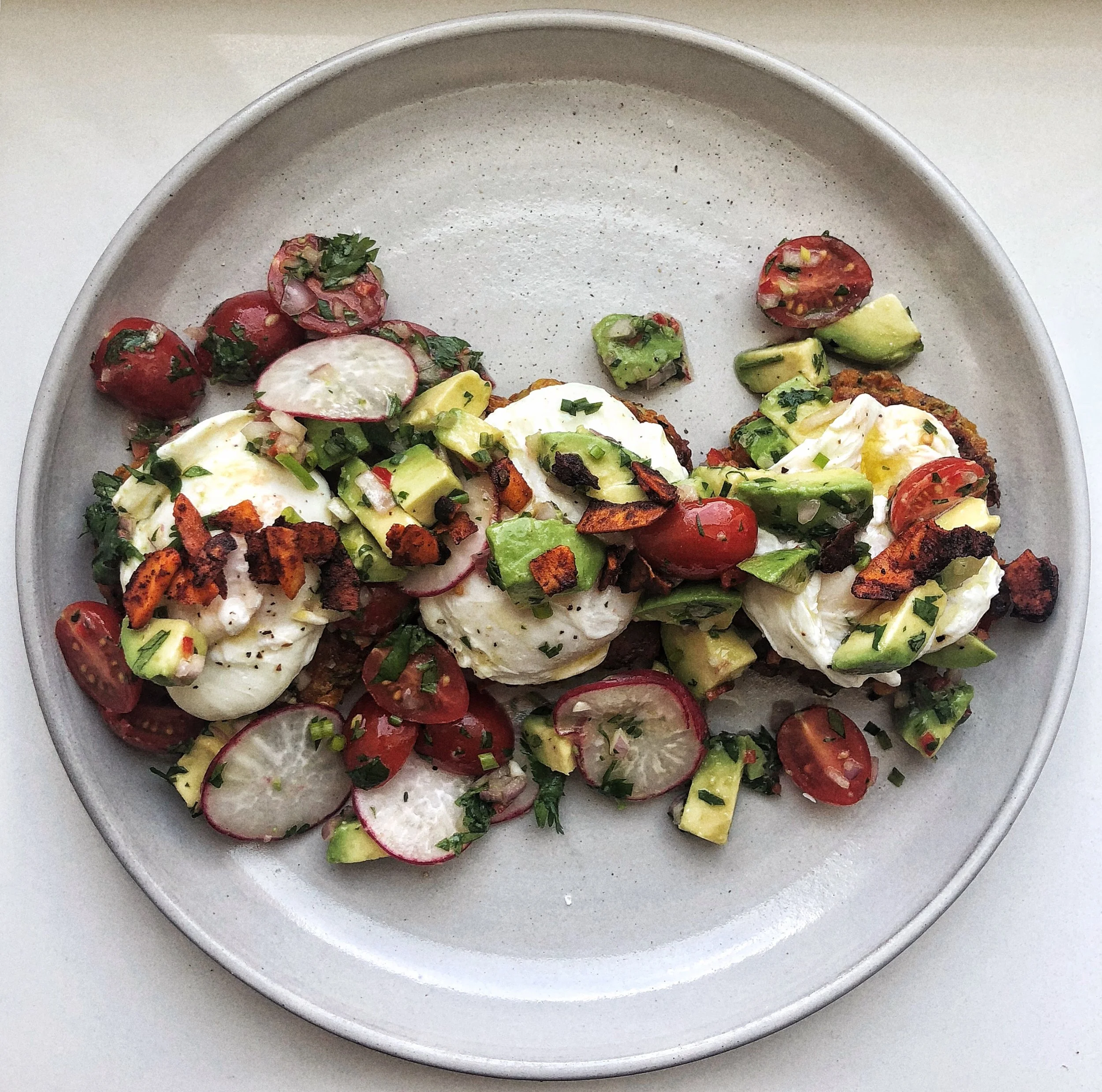 Poached Eggs & Corn Fritters