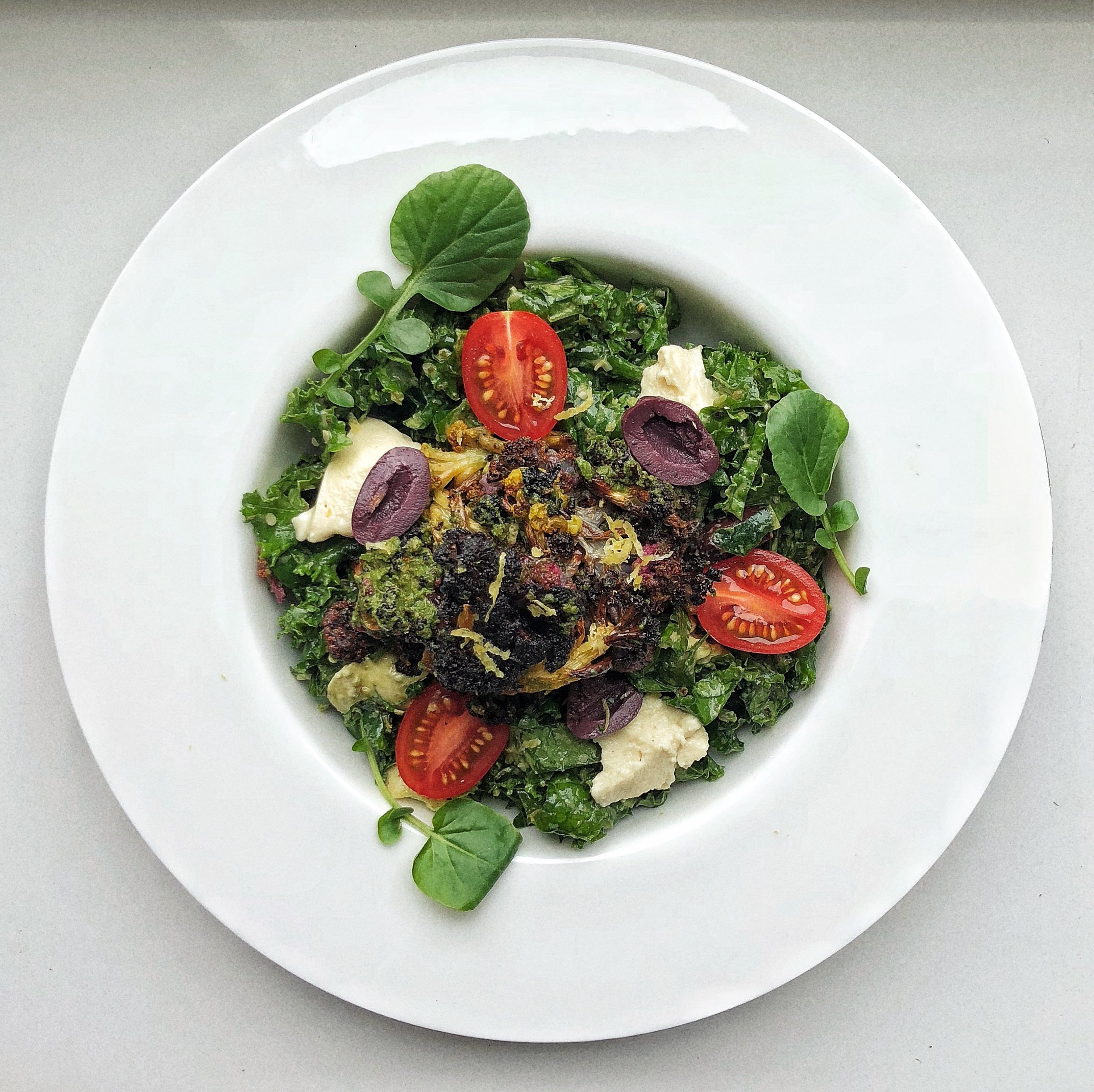 Massaged Kale & Pesto Cauliflower Salad