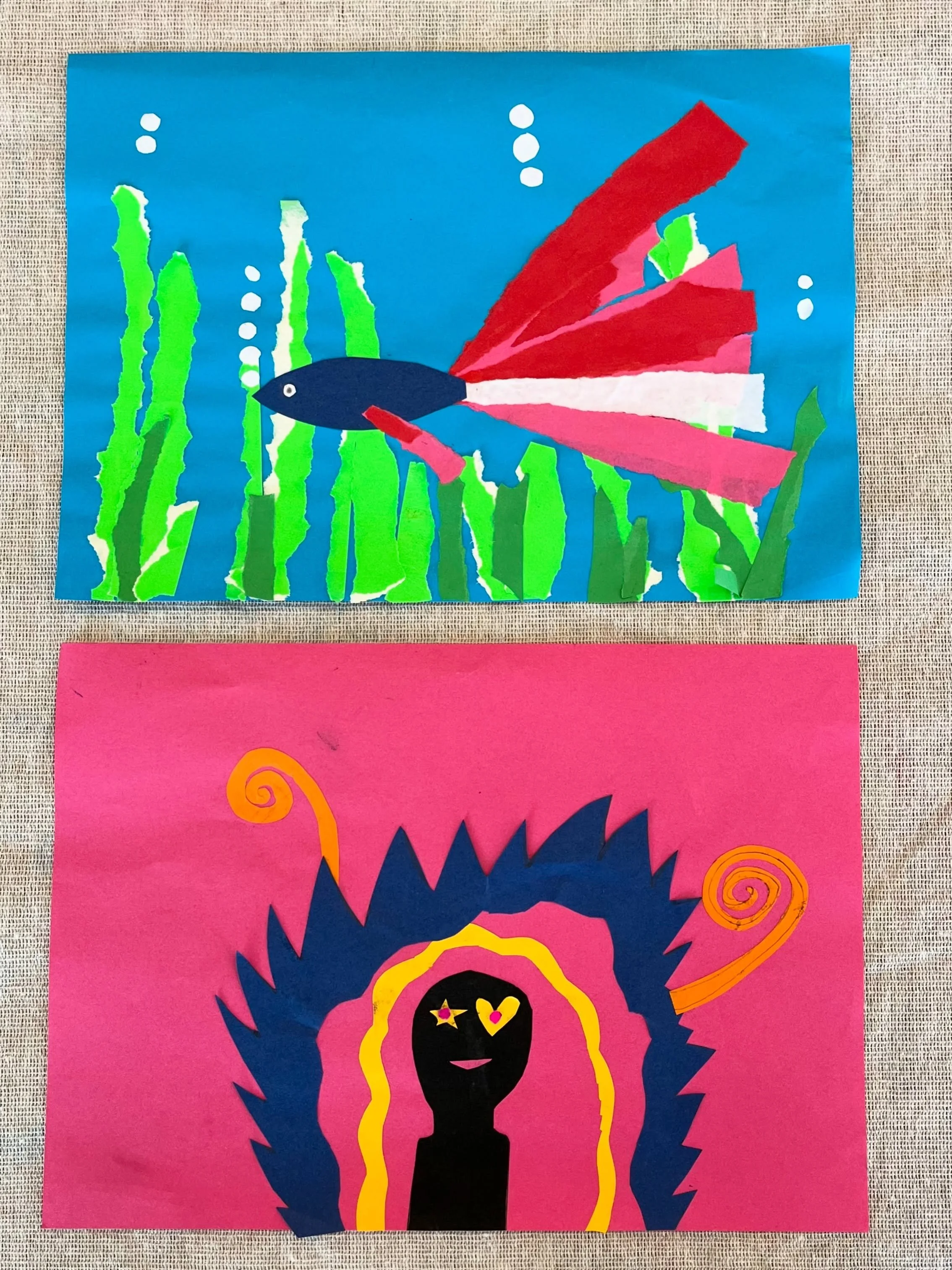 Chigiri-e inspired collages from Art Club