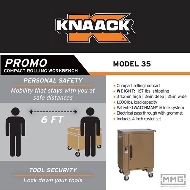 We&rsquo;ve seen job sites across the nation shift to personal storage solutions from shared equipment bins in response to CV-19. Trust @cantcrackknaack&rsquo;s #model35 and #model38 compact rolling work benches to provide unmatched security and safe