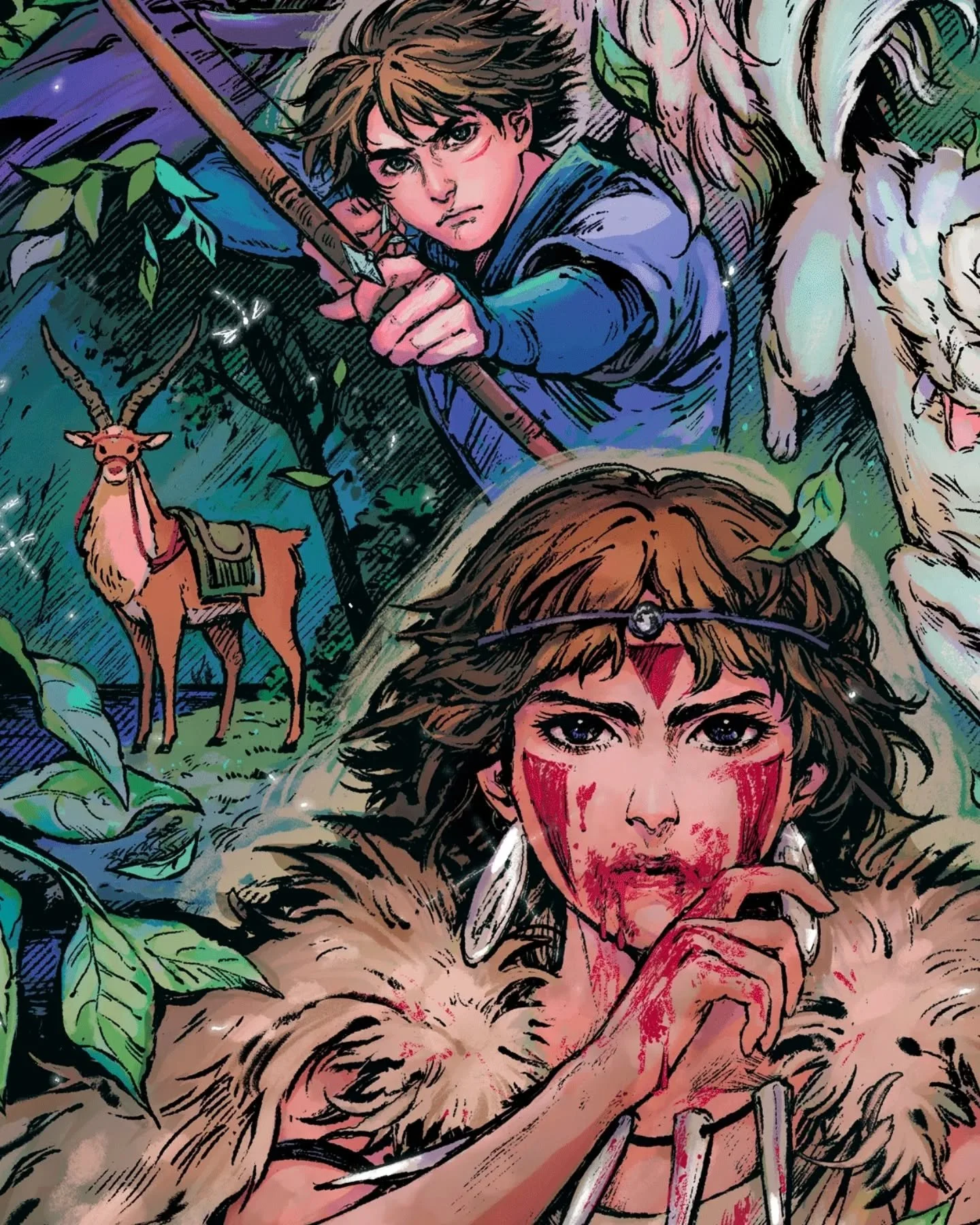 A fanart I made in 2025. This was also the year I saw Princess Mononoke at the cinema and it was such a great experience. ✨️
I took reference on my previous fanart of Mononoke (2019)

#ghiblifanart #princessmononoke #ashitaka #illustration #ghibli