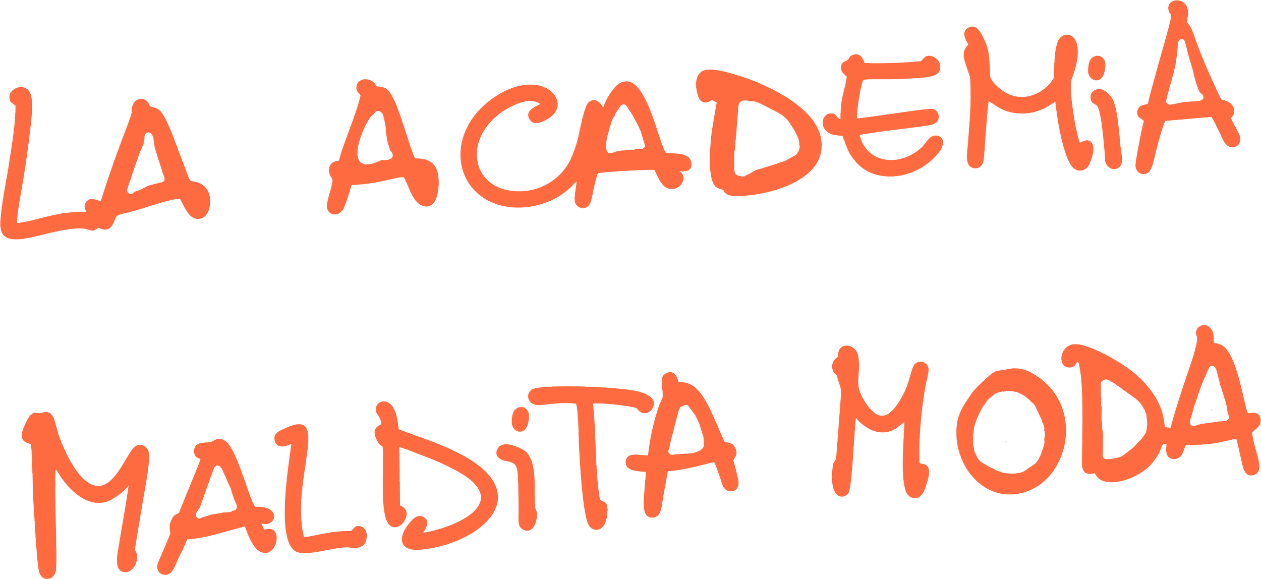 Texto en colores naranja que dice 'La academia está en Mala'.