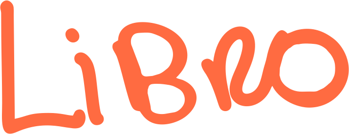 Texto en estilo de escritura que dice 'LiBio' en color naranja y fondo negro.