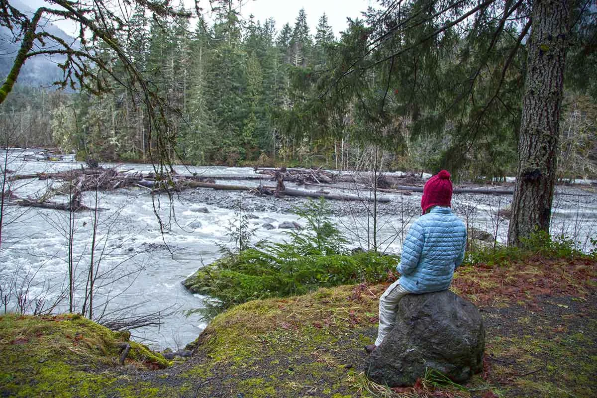 Caught Lily takin’ a break to watch the Elwha.