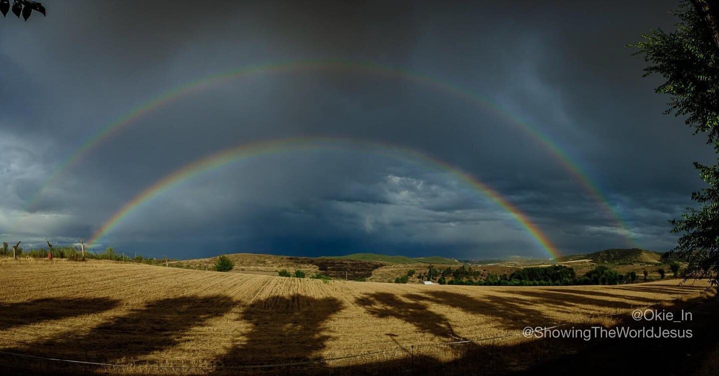 Captured a double rainbow today after a storm rolled through Villalbilla, Madrid, Spain. This images was stitched together and developed in Lightroom from 7 images using the Velia/Vivid profile. 

ISO200 &bull; Aperature Priority f/8
Fujifilm XT-4 wi