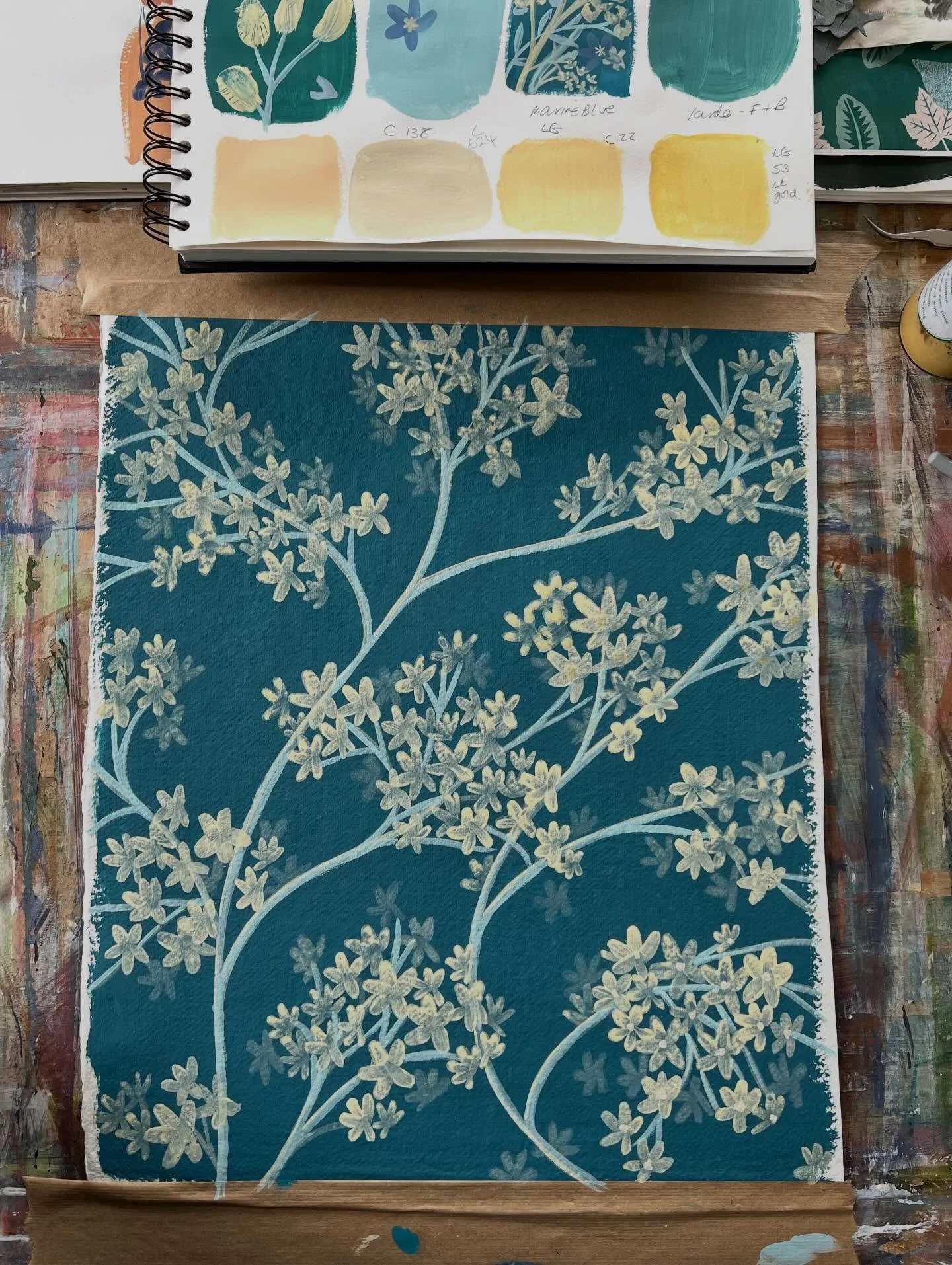 So thrilled to paint my new Spring blossom artwork for @pauljamesjewellers for their Spring window!  The colours work so well in this beautiful shop which happens to be my brother&rsquo;s business!  It was fabulous to collaborate with Tom and @laura_